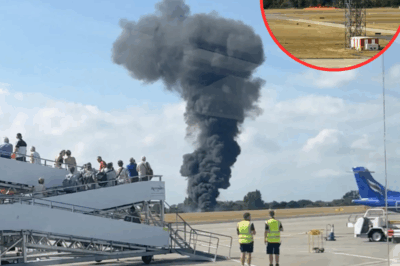 Chilling moment golfers run towards burning medical jet wreck after plane dived to the ground at Southend Airport